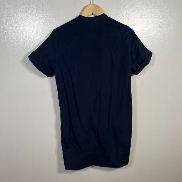 Everlane Shirt Dress Size 4 Navy Blue Cotton Band Collar Minimal Work Office - Picture 2 of 8